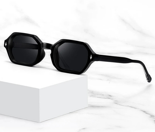 Óculos de Sol Retrô Pequenos com Formato Retangular e Poligonal