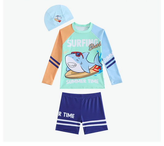 MODA PRAIA INFANTIL COM PROTEÇÃO MANGA CUMPRIDA