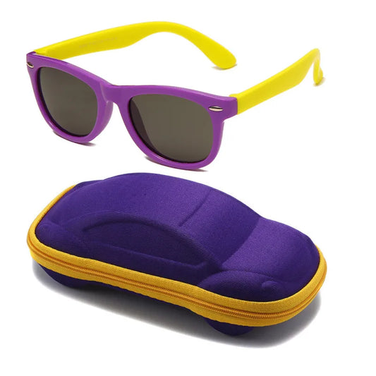 Óculos de sol infantis clássicos de silicone com proteção UV400 para meninos e meninas TR90